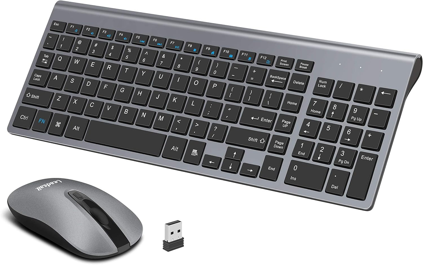 Wireless Keyboard and Mouse Set - Compact and Silent USB Combo for Windows Laptops and Desktops