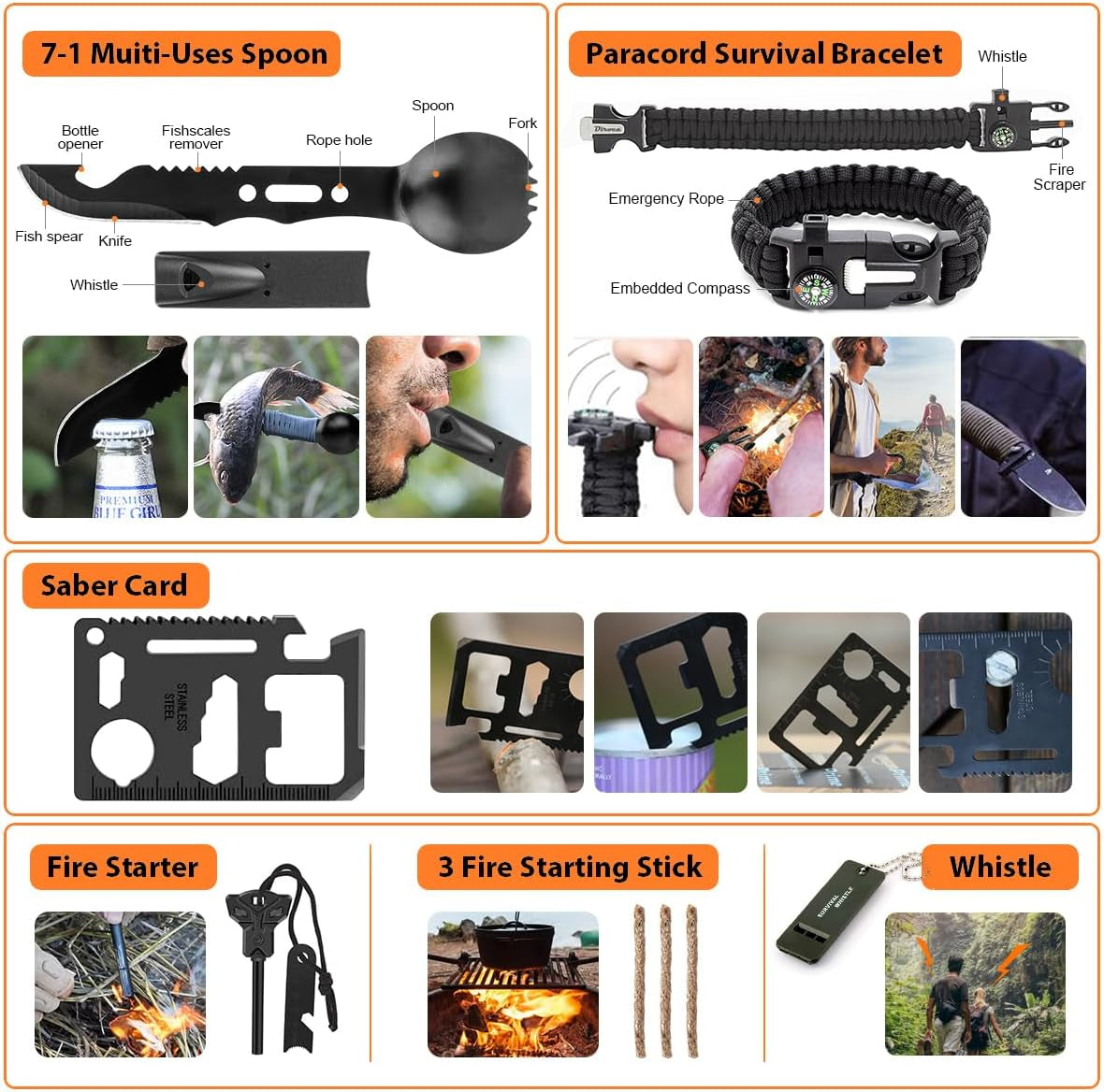 250-Piece Emergency Survival Kit: Comprehensive Gear for Wilderness Camping, Hiking, and Earthquake Preparedness - Includes Multi-Tool, Axe, Shovel, and First Aid Supplies - Ideal Gift for Men and Women