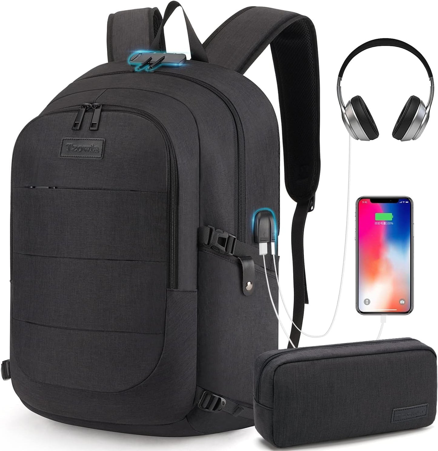 Water-Resistant Anti-Theft Laptop Backpack with USB Charging Port - 15.6 Inch Business Bag for Men and Women