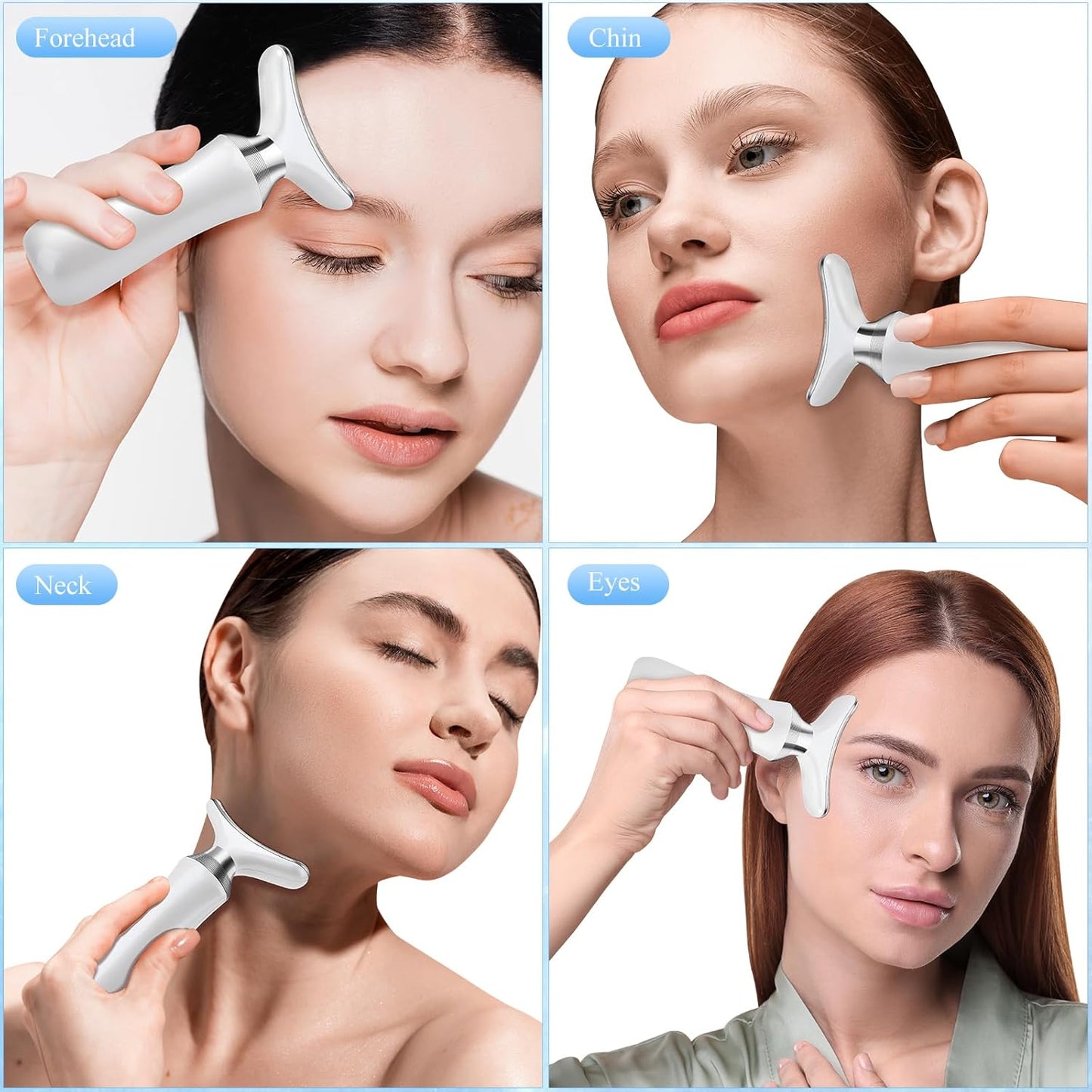 4-in-1 Red Light Therapy Device for Face and Neck with Multi-Color LED for Skin Rejuvenation and Massage