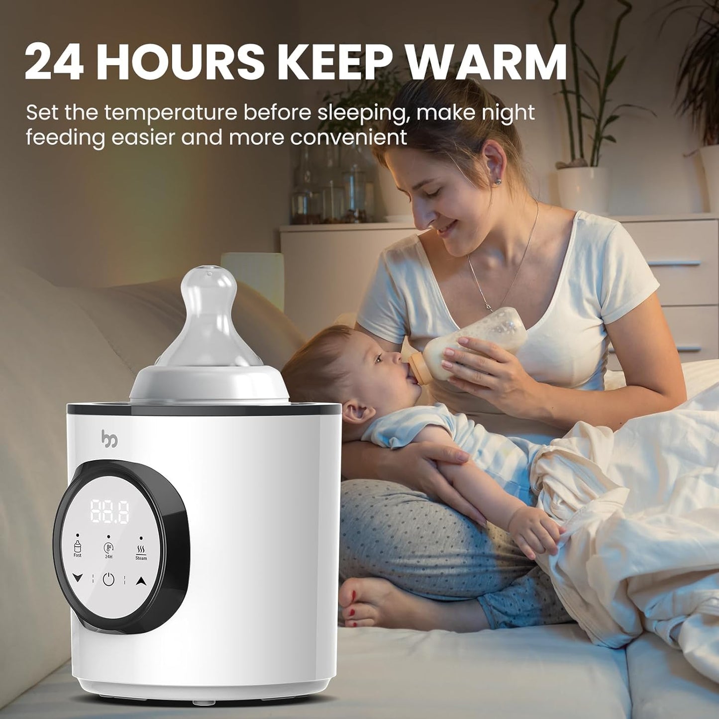 8-in-1 Fast Bottle Warmer for All Bottle Types, Featuring Accurate Temperature Control, 24-Hour Keep Warm Function
