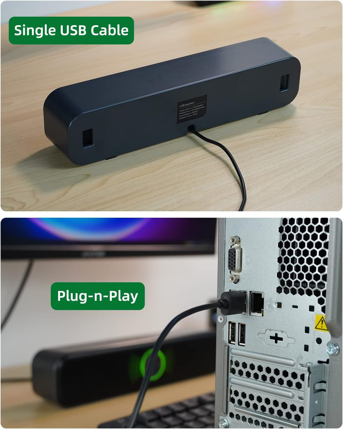 USB Desktop and Laptop Speakers with Enhanced Bass, Stereo Sound, Dynamic RGB Lighting, and Digital Volume Control