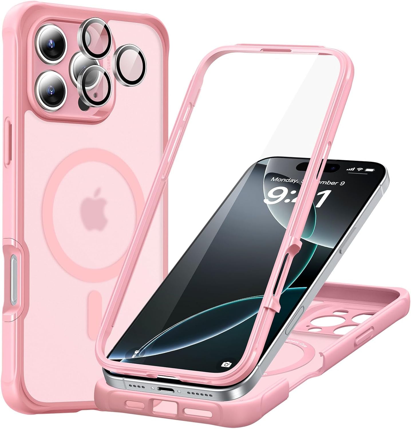 iPhone 15 Pro Max Armor Series Case: Full-Body Shockproof MagSafe Protection with Built-In Stash Stand and Individual Lens Protectors - Black