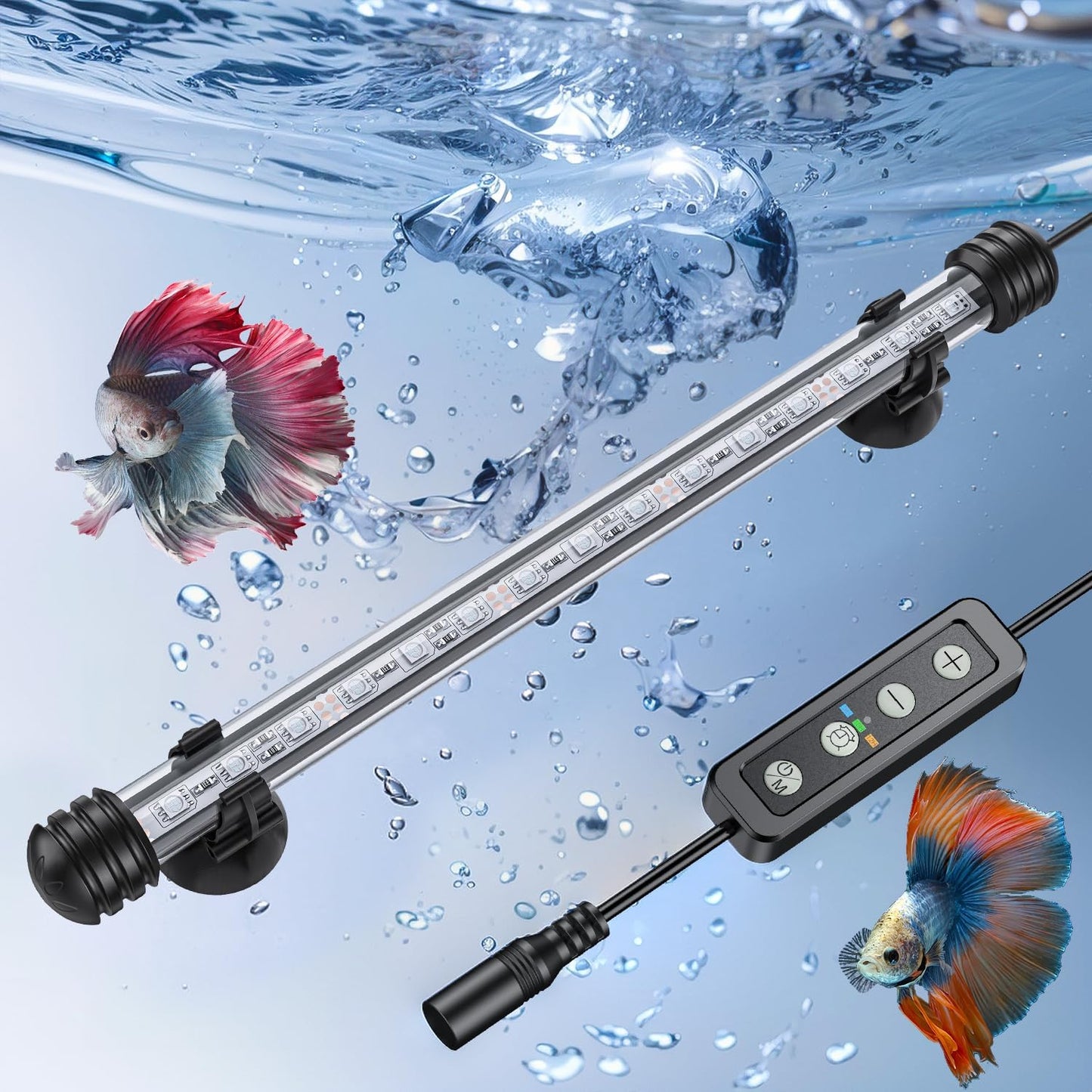 6.5W 12-Inch Aquarium LED Light with Full Spectrum, IPX8 Waterproof, Multi-Colored LEDs, Day/Night Mode, Single Color Effects, Timer, and Adjustable Brightness