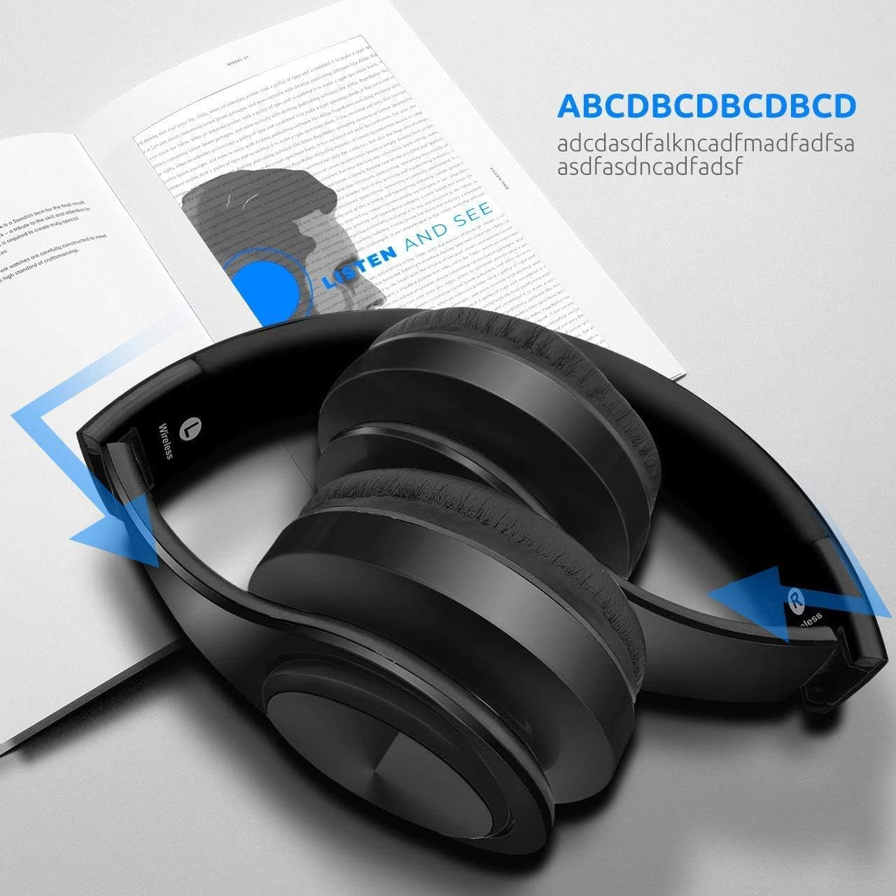 Waterproof Over-Ear Headphones,V5.0 HD Stereo Sound Wireless Headphones with Mic, Passive Noise Cancelling Headsets