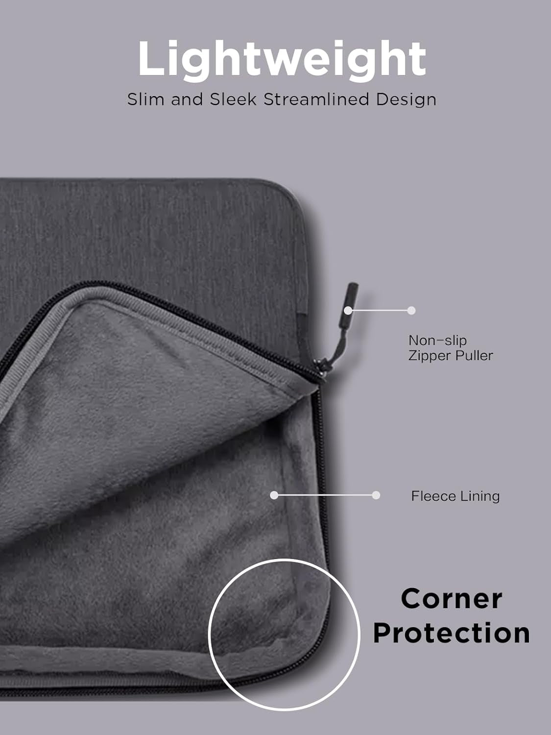 Urban Sleeve 14-Inch Laptop/Notebook/Tablet Case - Water-Resistant, Padded Compartments, Zippered Accessory Storage, Rubber Corners, Handle - Charcoal Grey