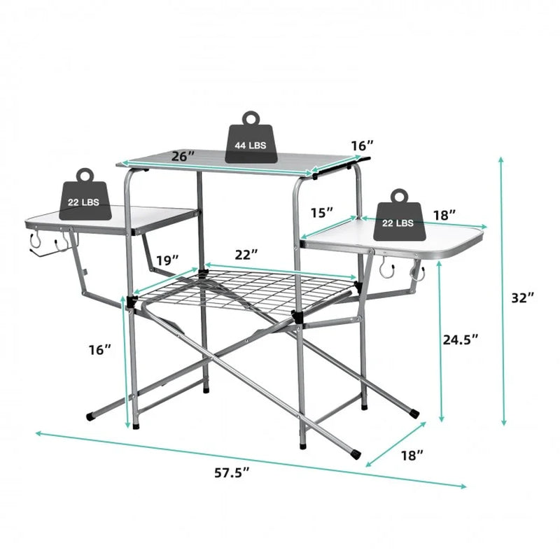 Foldable Outdoor Barbecue Table and Grilling Stand