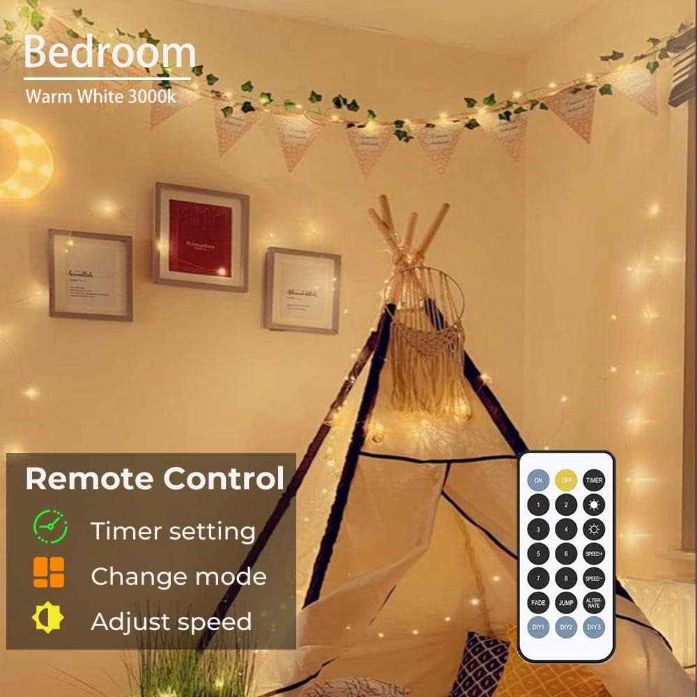 33Ft 100LED Warm White Indoor USB-Powered Fairy Lights for Bedroom Decor, Ideal for Weddings and Holiday Celebrations