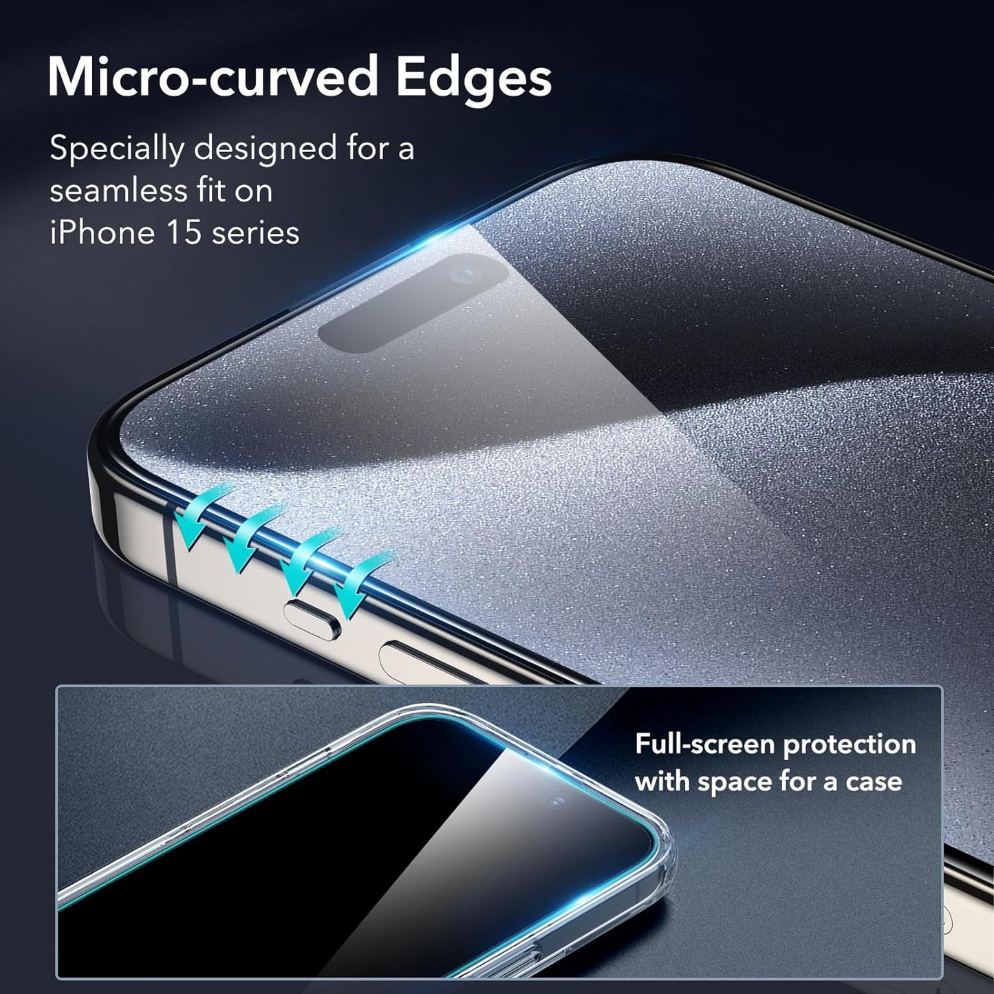 Screen Protector Set, 3 Tempered-Glass Screen Protectors and 1 Set Individual Lens Protectors, 2.5D Curved Edges, Scratch Resistant