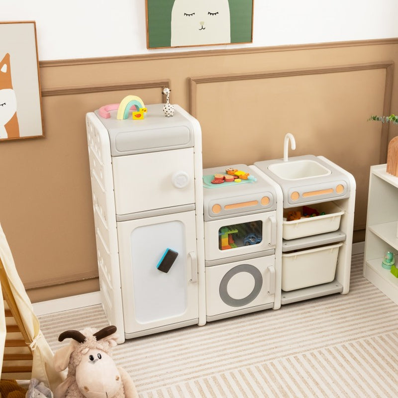 Versatile Toy Storage and Bookshelf with Integrated Magnetic Whiteboard