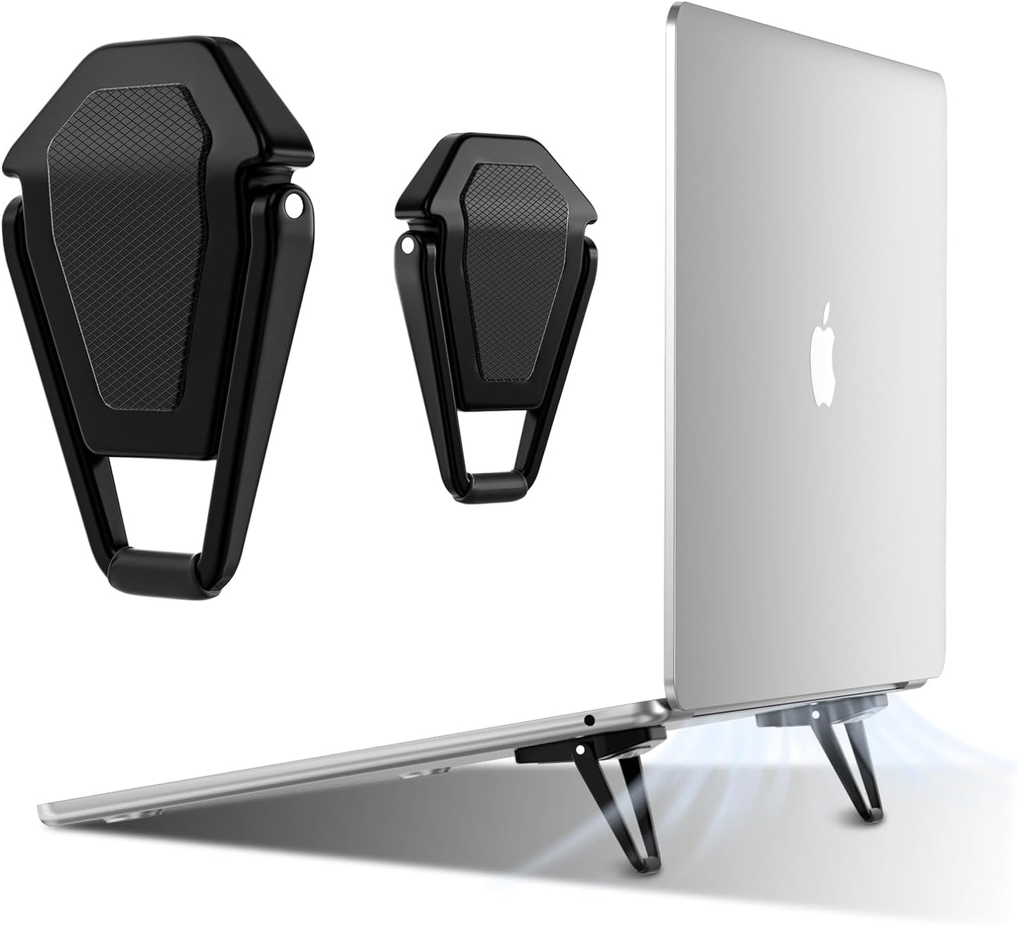 Portable Invisible Laptop Stand (2-Pack) - Mini Aluminum Cooling Pad and Ergonomic Lightweight Desk Stand 12-17 Inch Tablets/Laptops - Black
