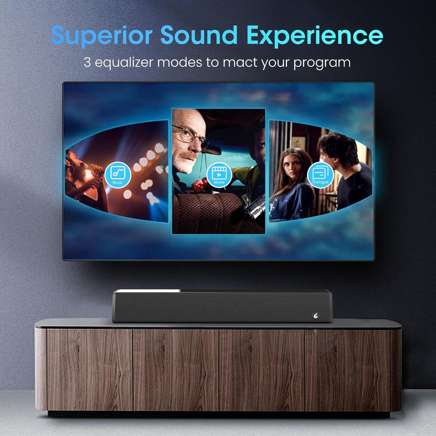24-Inch Bluetooth Sound Bar for TV with Surround Sound System and Multiple Connectivity Options (Arc, Optical, USB, Aux)