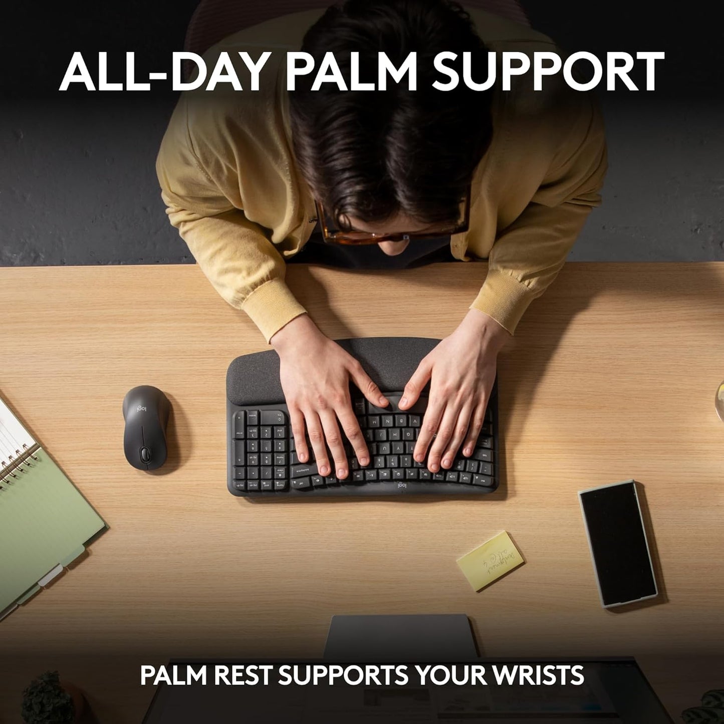Wireless Ergonomic Keyboard and M550 L Wireless Mouse Combo - Bluetooth and Logi Bolt Compatible, Multi-OS Support
