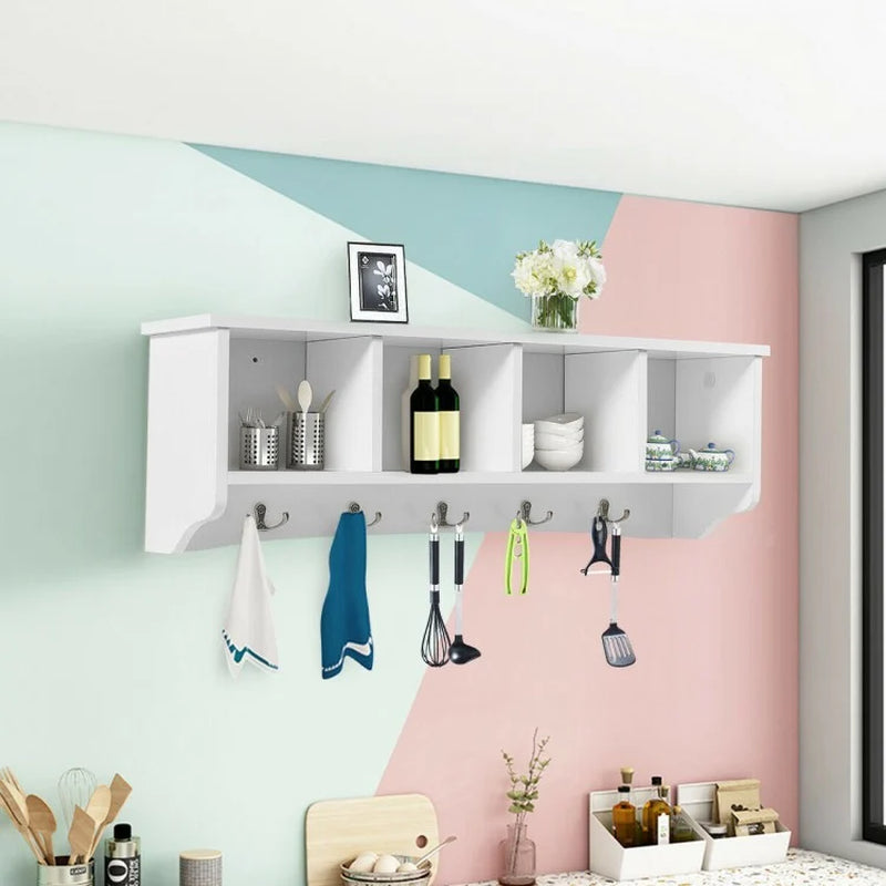 Wall-Mounted Entryway Shelf and Coat Rack Storage Solution