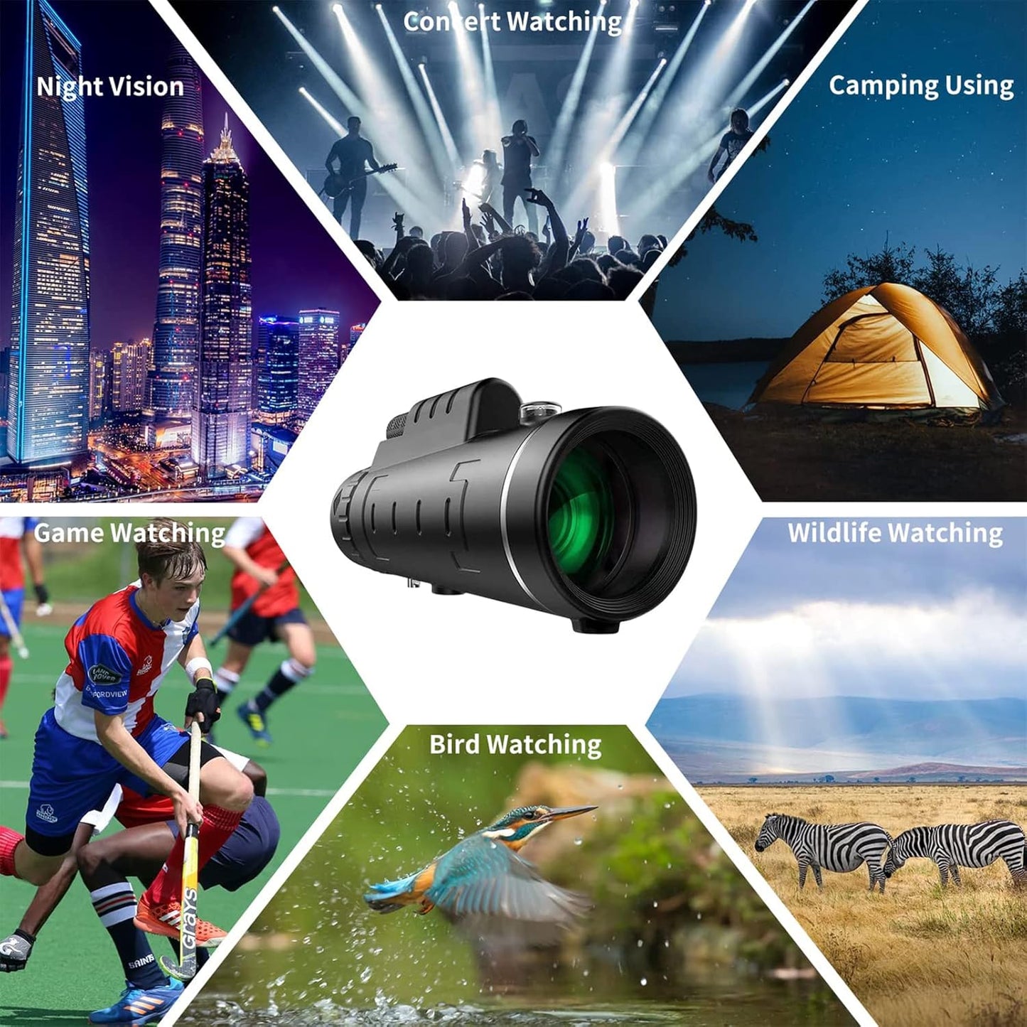 High-Power 40X60 HD Monocular Telescope - Dual Focus, Waterproof Design, Smartphone Holder Tripod, and Low Light Vision