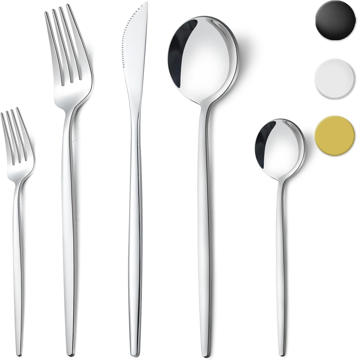 72-Piece Stainless Steel Cutlery Set for 12 with Steak Knives, Dishwasher Safe Flatware for Home and Restaurant Use