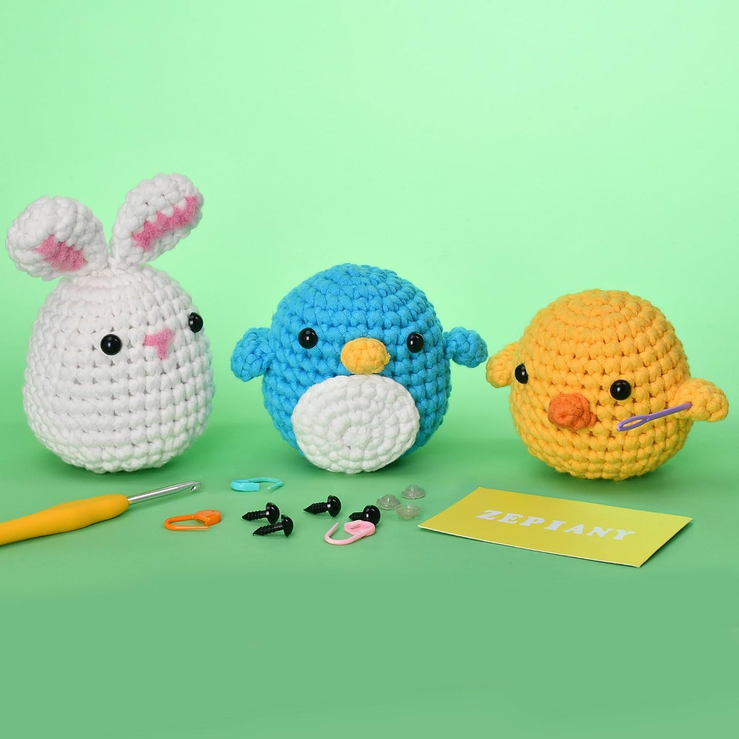Beginner's Crochet Animal Kit with Step-by-Step Video Tutorials - Ideal Gift for Birthdays for Kids and Adults