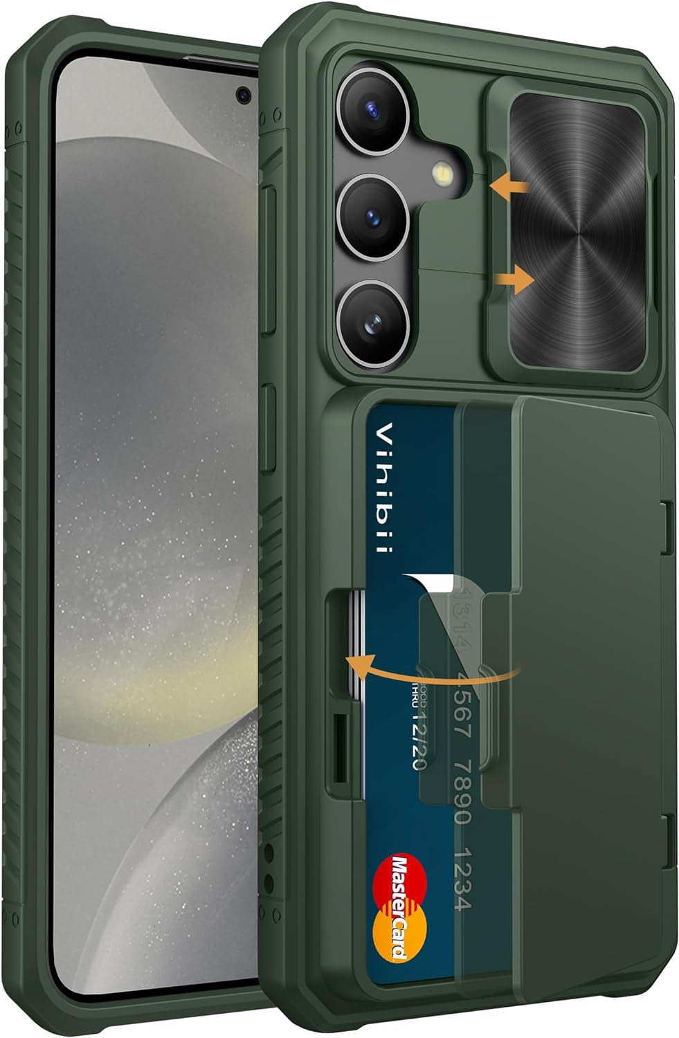 Shockproof Wallet Case for Samsung Galaxy S24 Ultra with Card Holder (4 Cards), Slide Camera Cover, and Kickstand – Black
