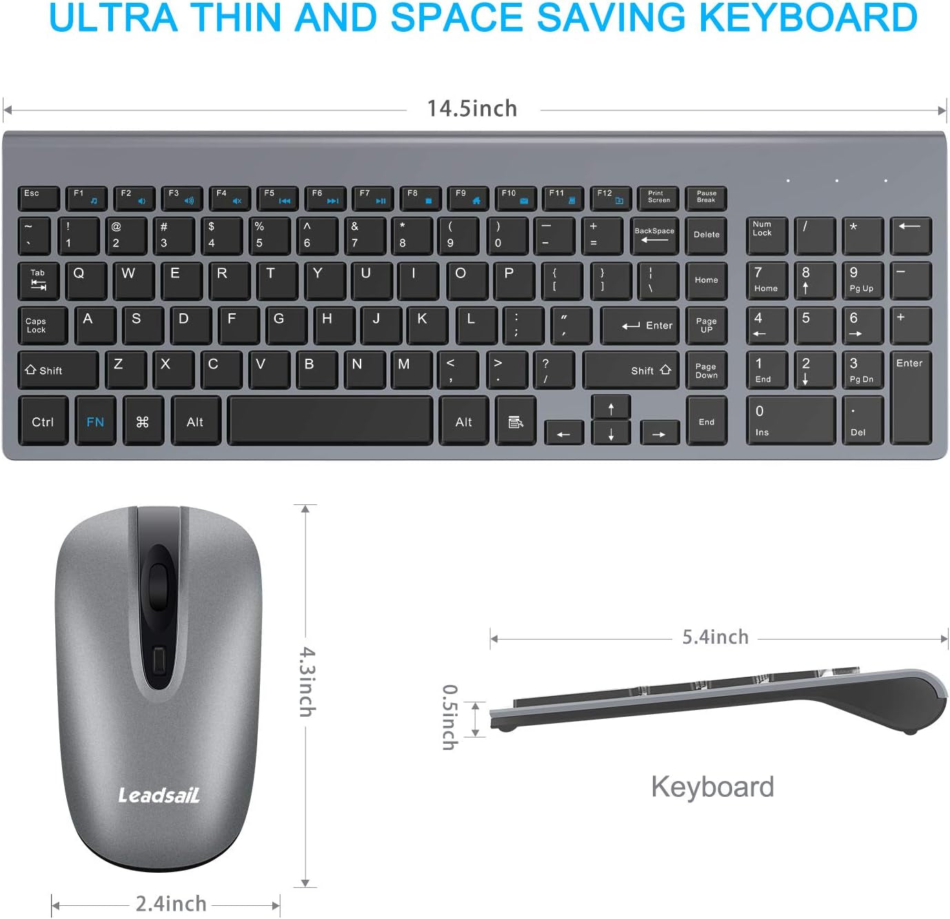 Wireless Keyboard and Mouse Set - Compact and Silent USB Combo for Windows Laptops and Desktops