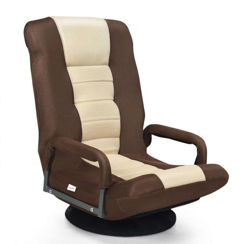 360-Degree Swivel Gaming Floor Chair with Adjustable Backrest and Foldable Design