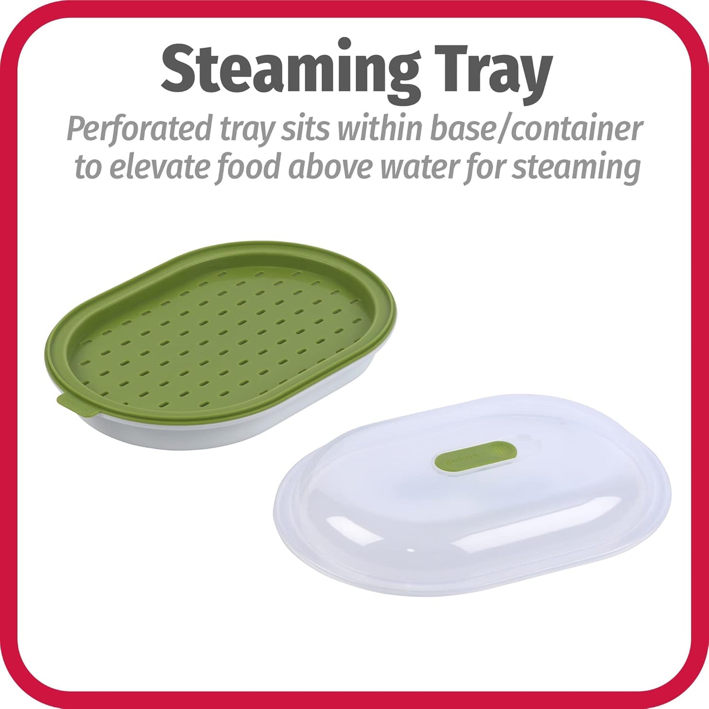 BPA-Free Plastic Microwave Steamer for Vegetables and Fish, Green