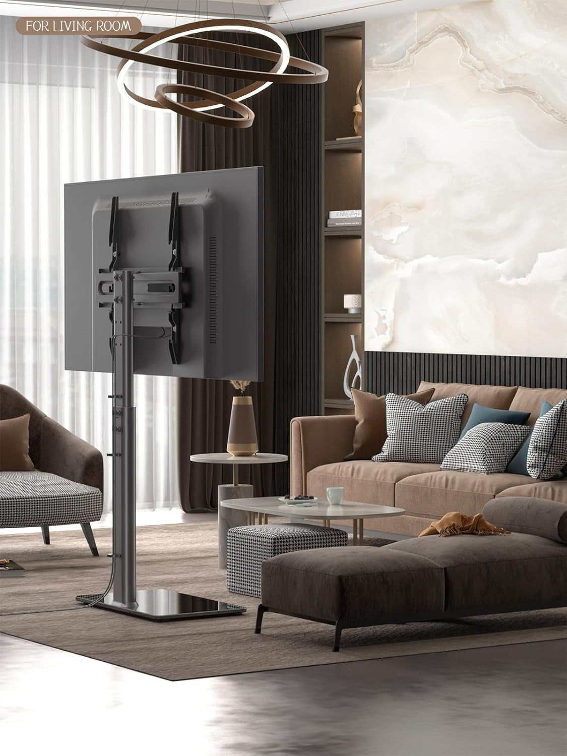 Universal Floor TV Stand - Mount 80 Degree Swivel Height Adjustable and Space Saving Design for Most 27 to 65 Inch Tvs