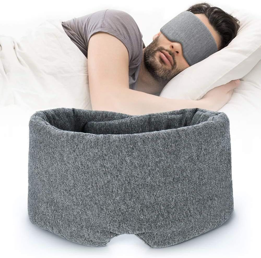 Handmade Cotton Sleep Mask - Enhanced Light Blocking Eye Mask for Comfortable Sleep, Travel, and Naps - Includes Pouch