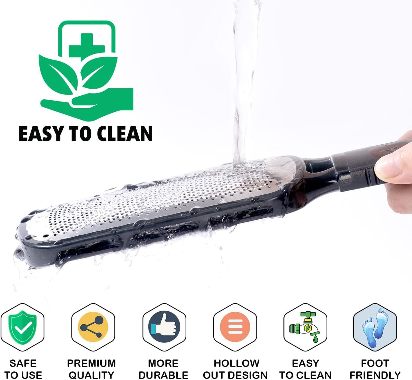 Foot File and Callus Remover - Stainless Steel Pedicure Tool for Dead Skin and Cracked Heels