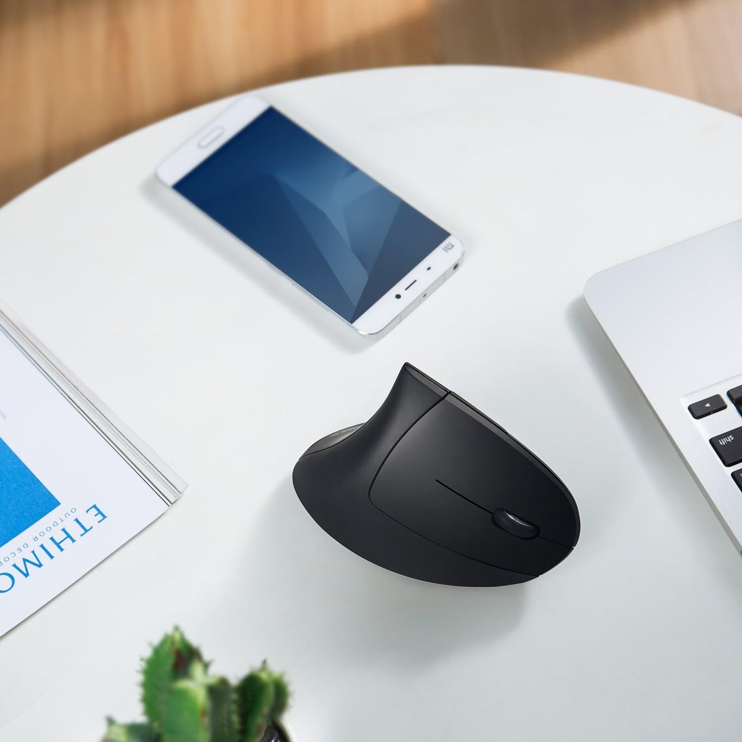 Wireless Vertical Ergonomic Optical Mouse - 2.4G, Adjustable DPI (800/1200/1600), 5 Buttons, Compatible with Laptop, Desktop - Black