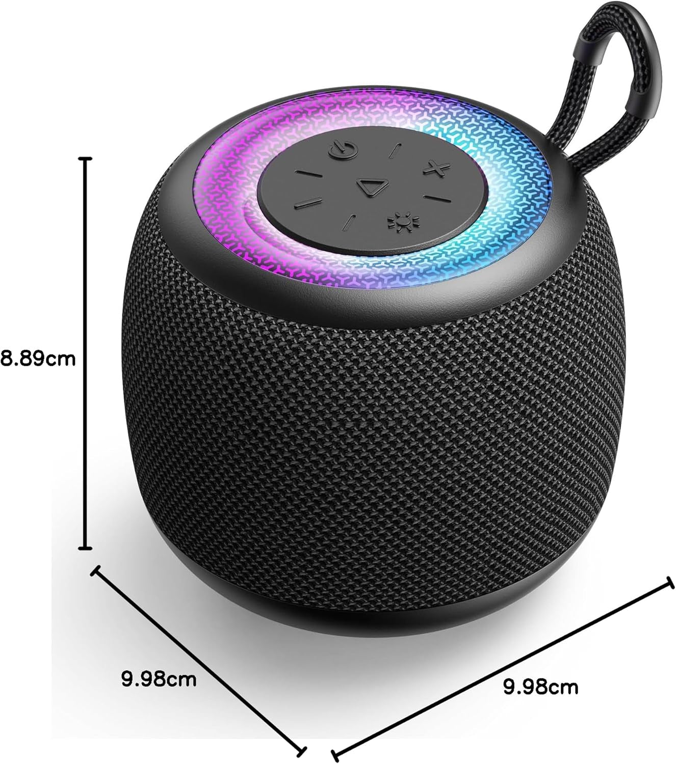 Bluetooth Speaker with IPX5 Waterproof Rating, Bluetooth 5.3, RGB Lighting, Stereo Sound and Enhanced Bass