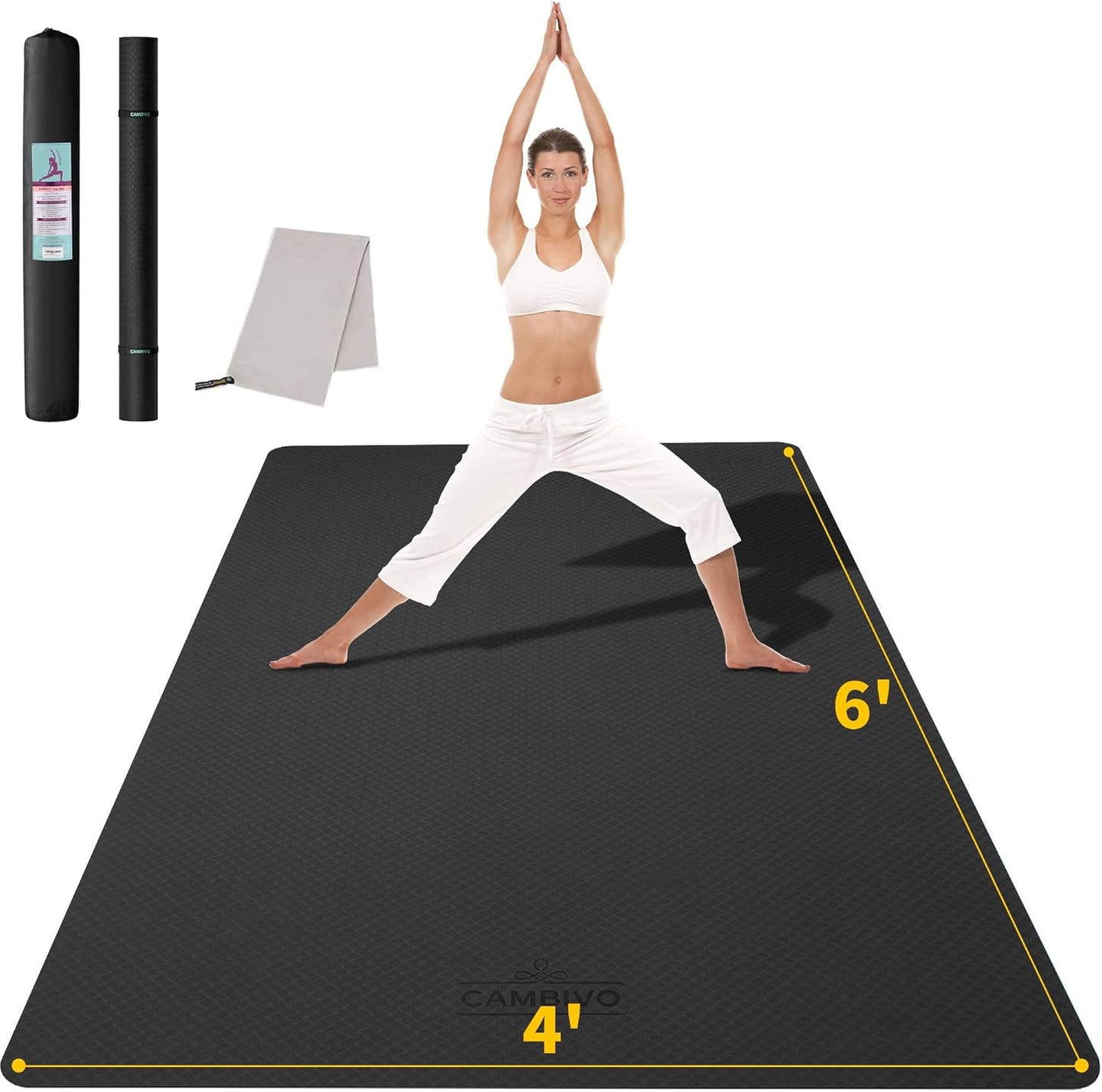 Extra-Large Eco-Friendly Non-Slip Yoga Mat (72" x 48") - Thick Exercise Mat for Yoga, Pilates, Stretching, and Cardio Workouts