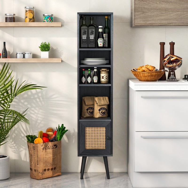 Four-Tier Slim Design Rattan Storage Cabinet
