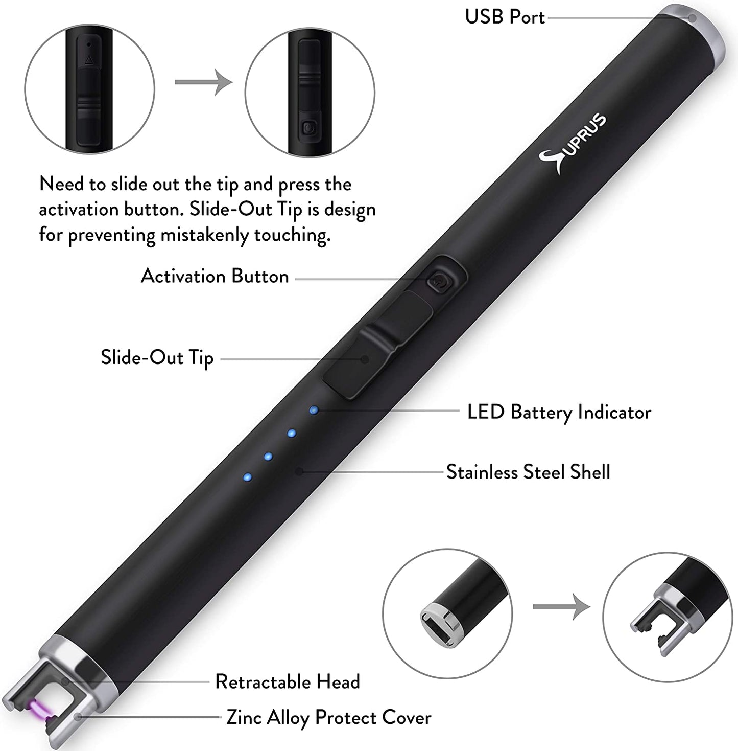 Rechargeable USB Arc Candle Lighter - Flameless, Windproof, and Portable Electric Lighter in Gift Box