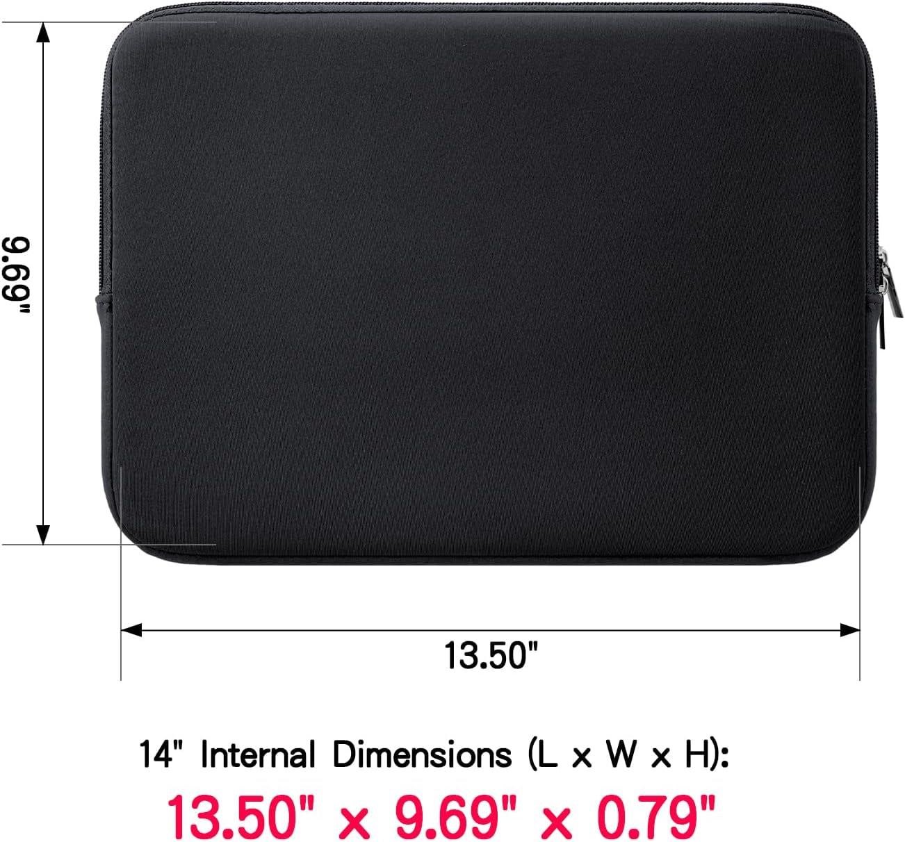 14-Inch Laptop Sleeve Case with Soft Fluffy Lining - Compatible with 14" Notebooks, Chromebooks, and Laptops (Black)