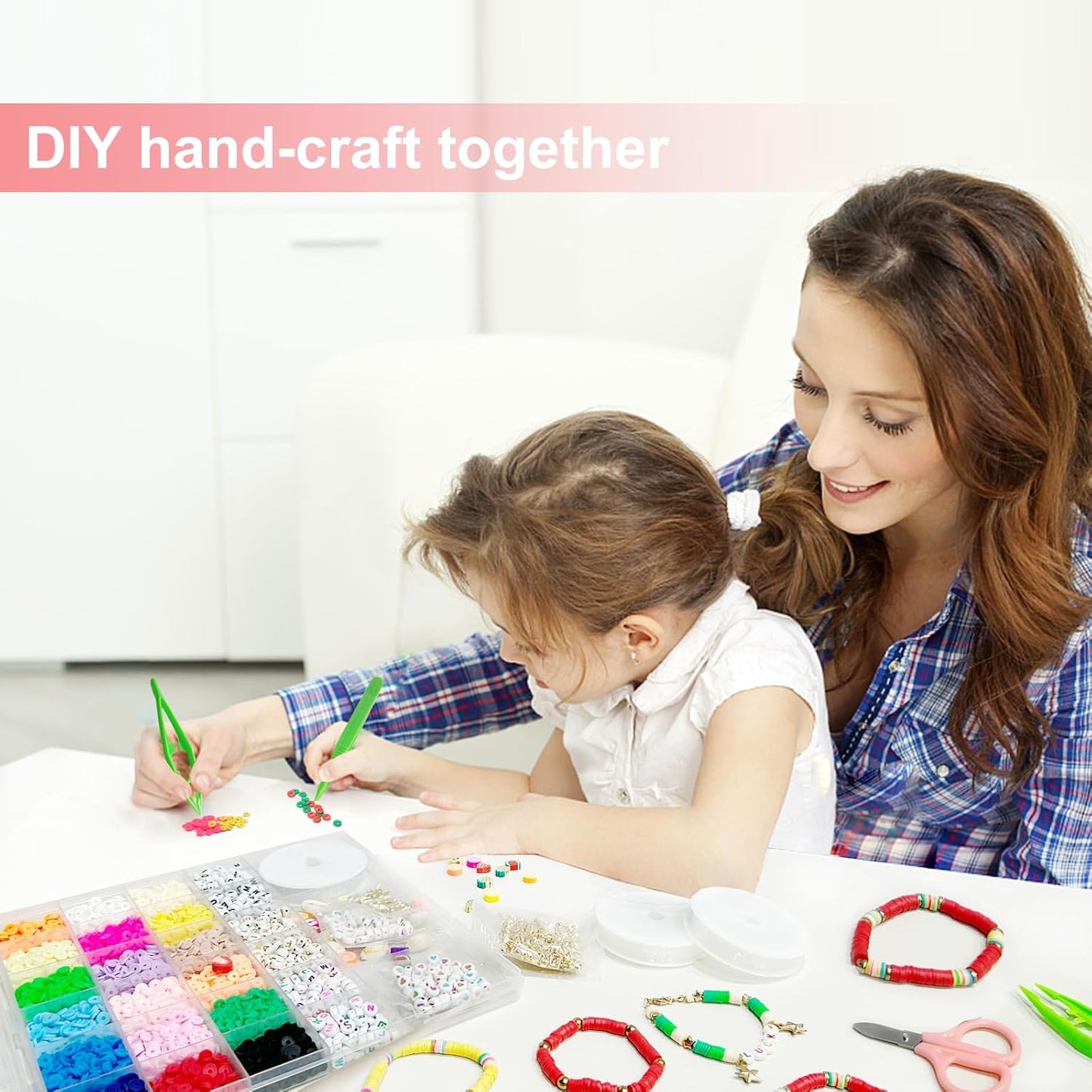 5300-Piece Clay Beads Bracelet Making Kit - Flat Preppy Beads Jewelry, Polymer Heishi Beads with Charms, Ages 8+