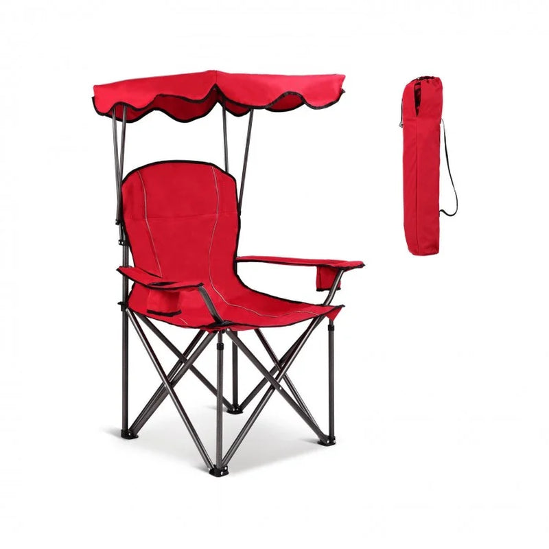 Portable Folding Beach Canopy Chair with Integrated Cup Holders