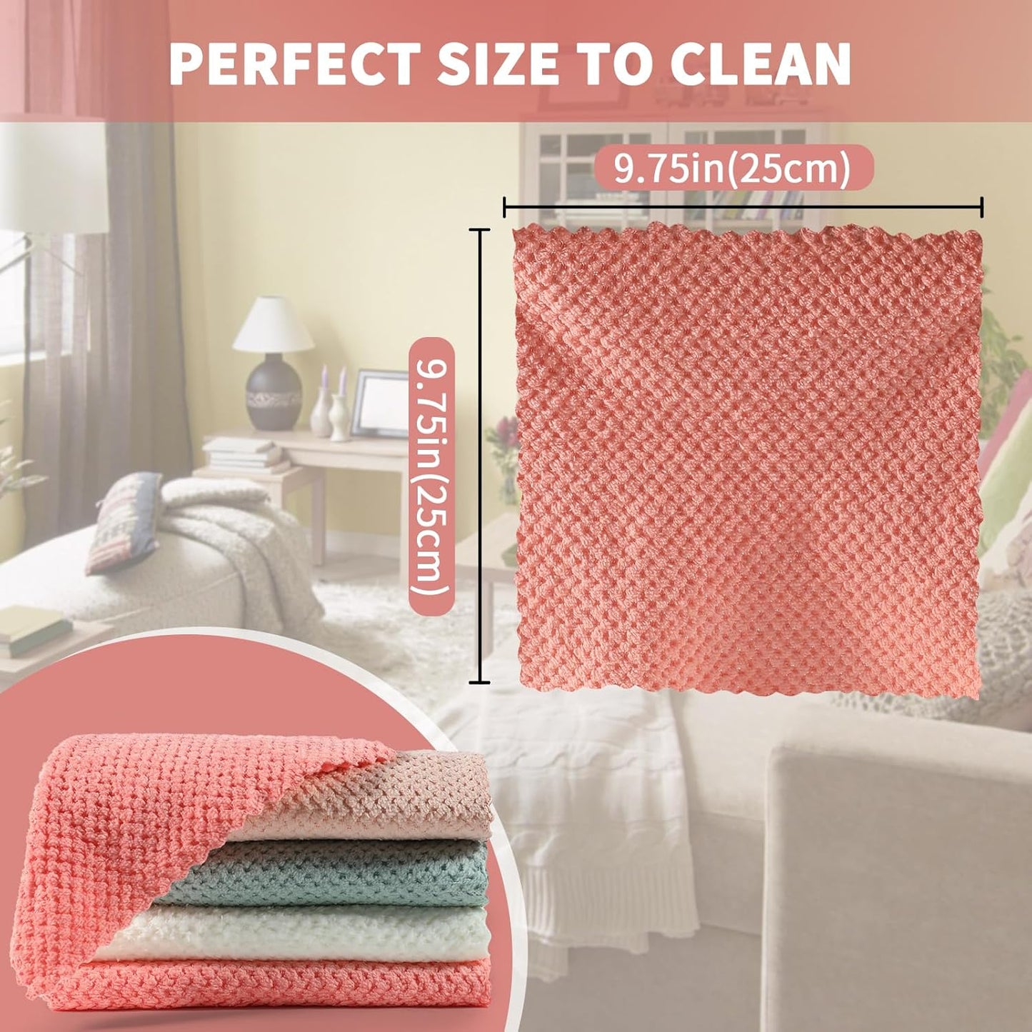 120-Pack Microfiber Cleaning Cloths - Highly Absorbent, Lint-Free, Multi-Use Rags for Effective Dust Removal in Home, Kitchen, and Automotive Care