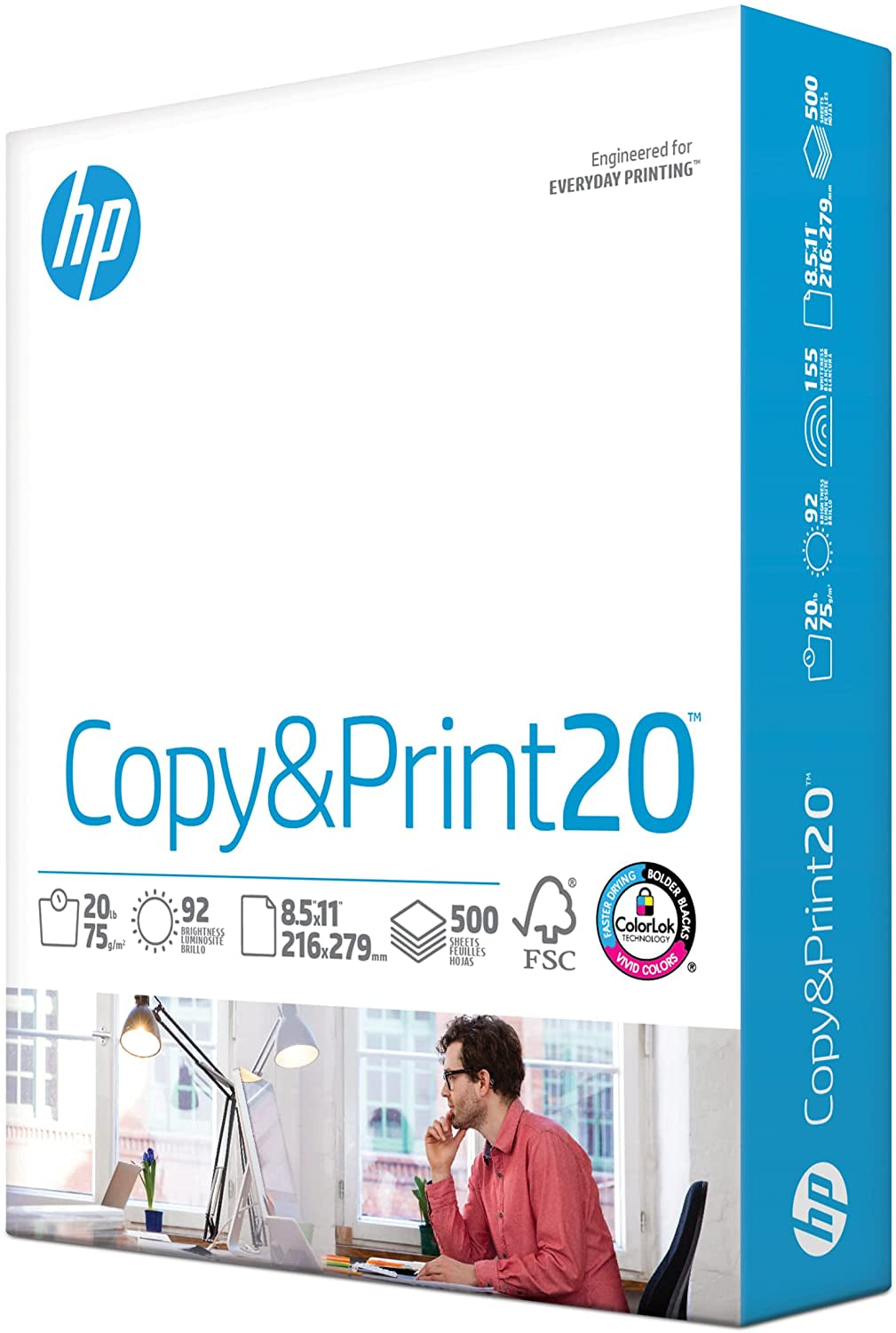 HP 8.5 x 11 Inch Copy & Print Printer Paper, 20 lb, 500 Sheets per Ream, 92 Bright, FSC Certified Compatible with HP Printers