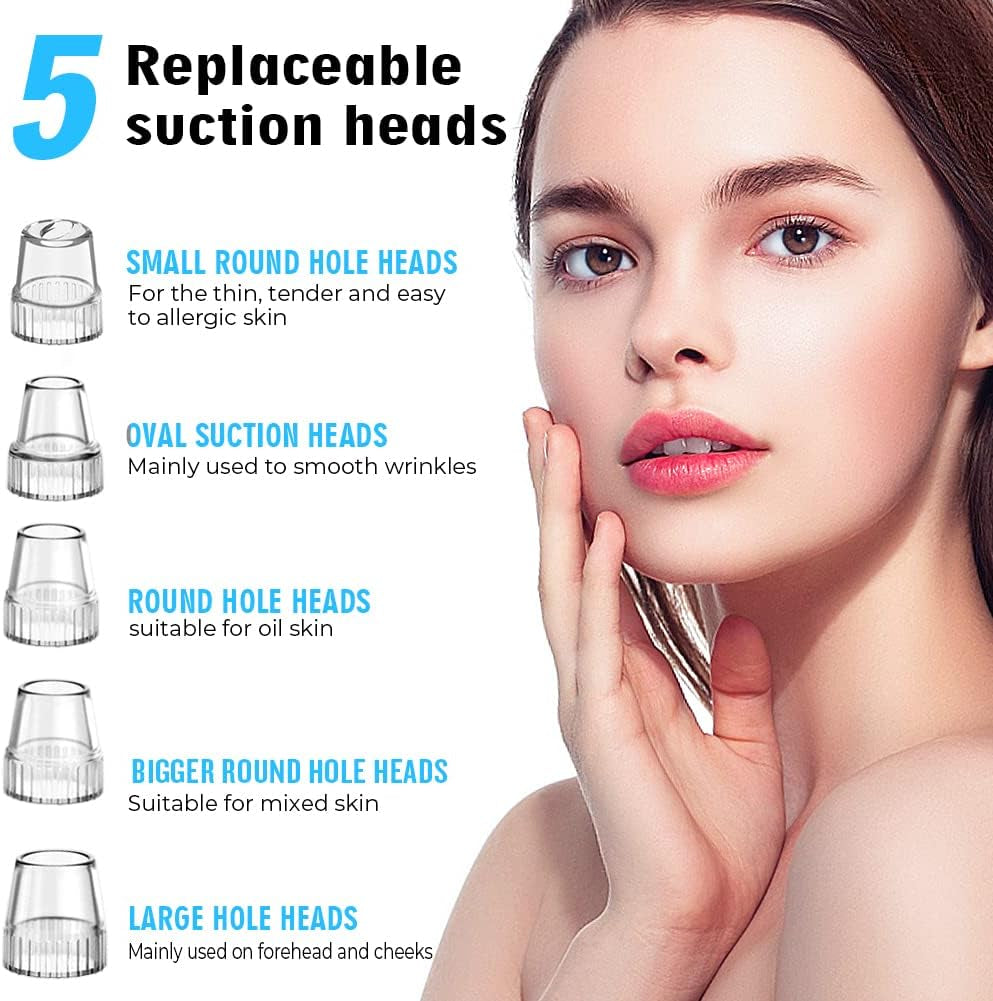 Upgraded Electric Blackhead Remover and Pore Vacuum - 5 Suction Levels, 5 Probes, USB Rechargeable Comedone Extractor Kit for Men and Women