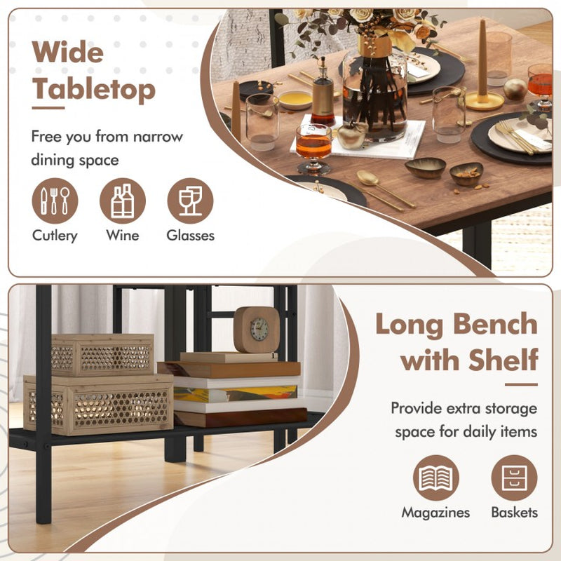 Rustic 4-Piece Dining Table Set with Two Chairs and Bench