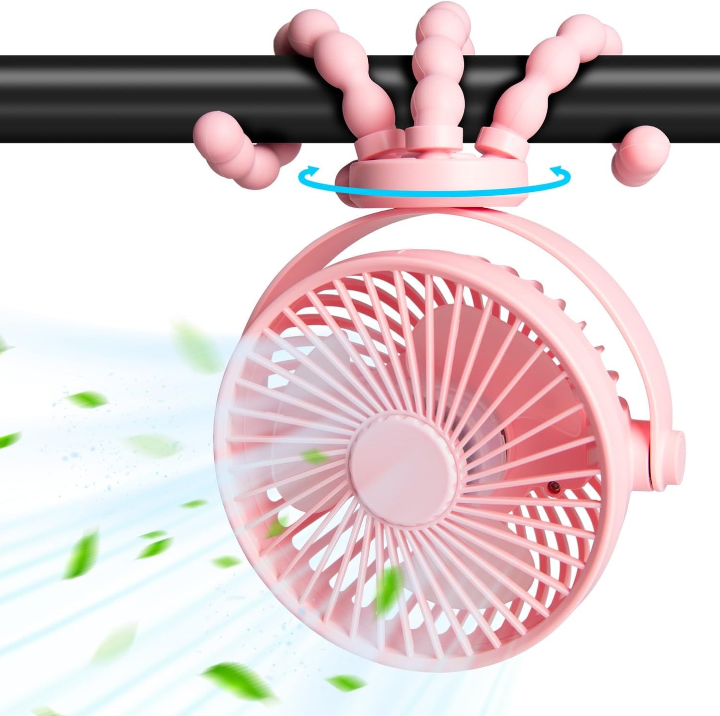 Portable Baby Stroller Fan with 20-Hour Runtime, 4000mAh Battery, Flexible Tripod Design - Ideal for Travel,