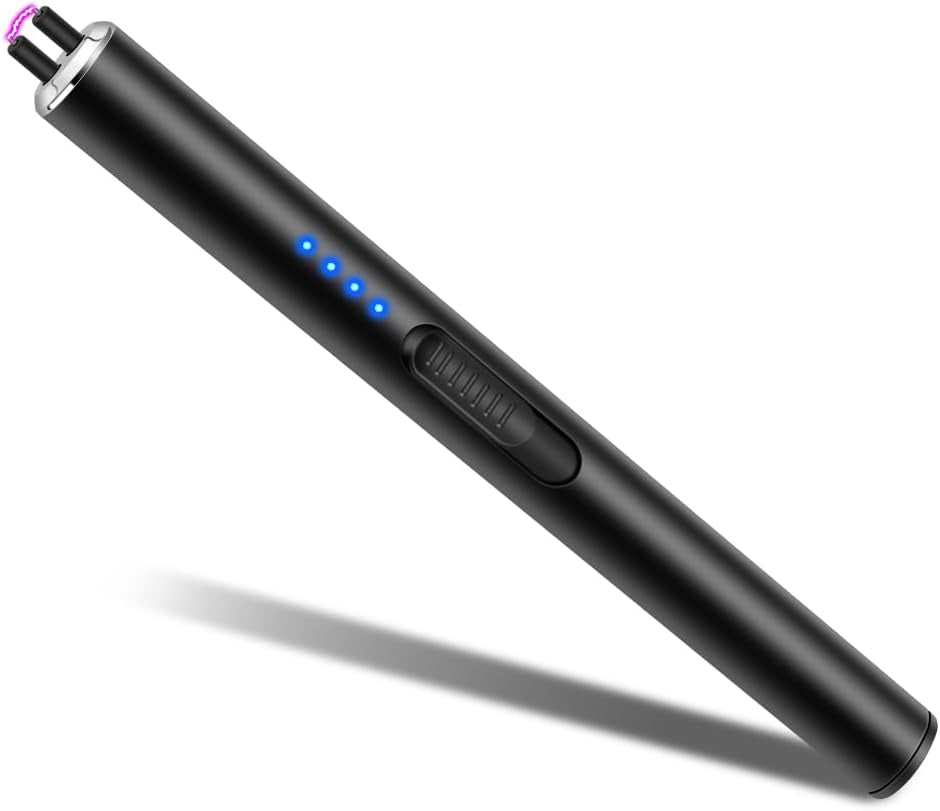 Electric Candle and BBQ Lighter - USB-C Rechargeable Flameless Plasma Arc Lighter, Windproof Electronic Lighter for Candles and Fireworks (Black)