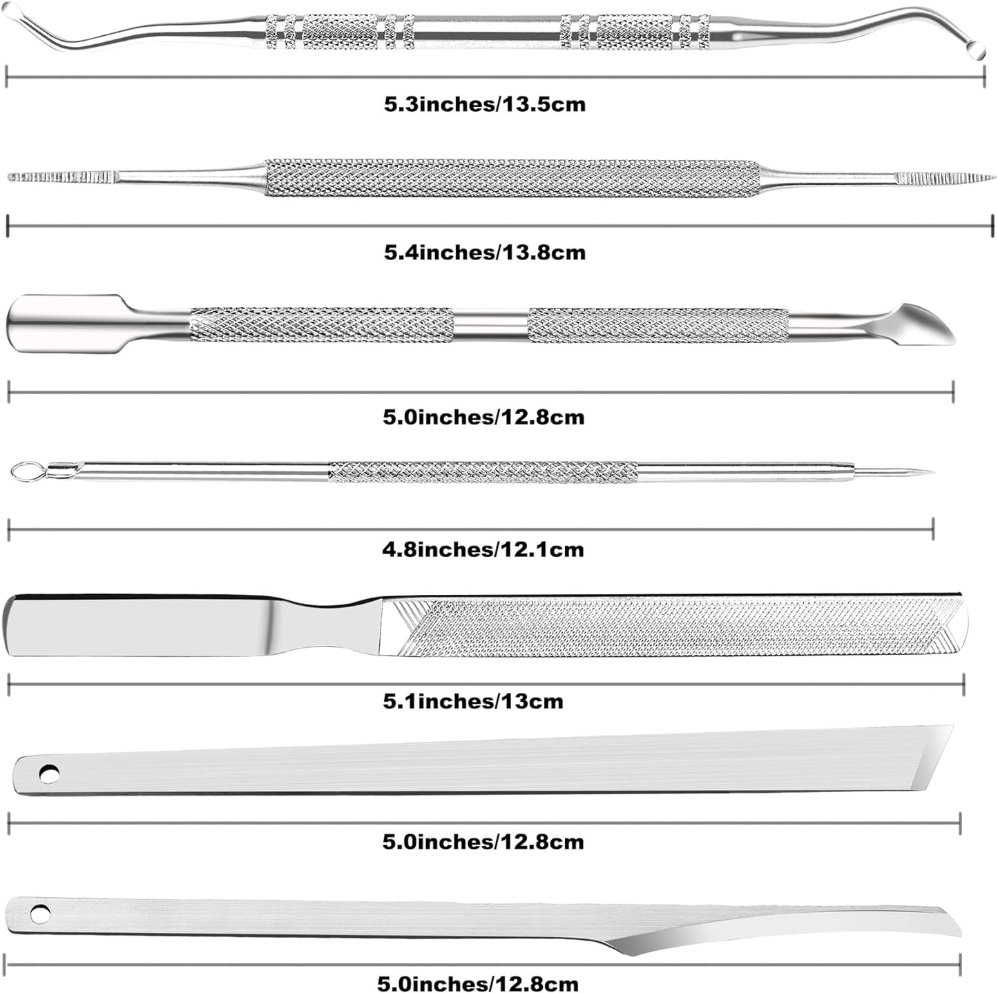 7-Piece Stainless Steel Ingrown Toenail Removal Kit with Under Nail Cleaner and Pedicure Tools
