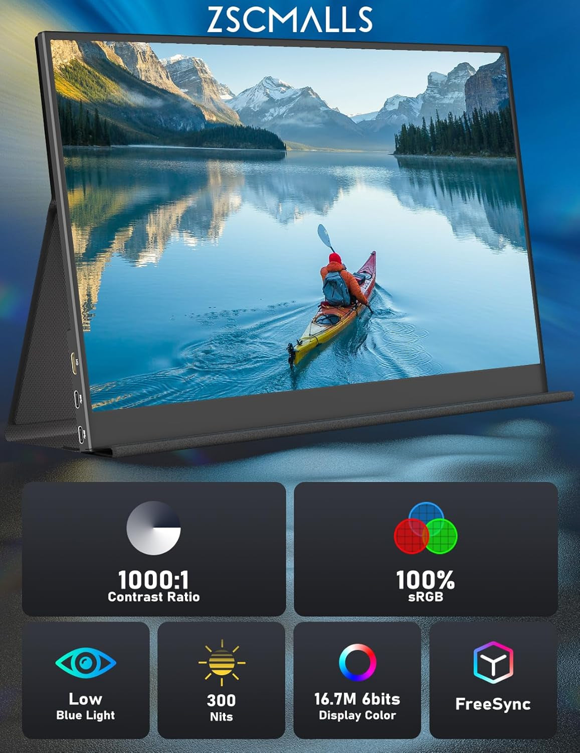 Portable Monitor, 15.6" 1080P FHD Laptop Monitor USB-C HDMI Computer Display IPS Second Screen W/Smart Cover & Dual Speakers, Laptop Extended Monitor for PC Phone Mac Xbox PS4/5 Switch