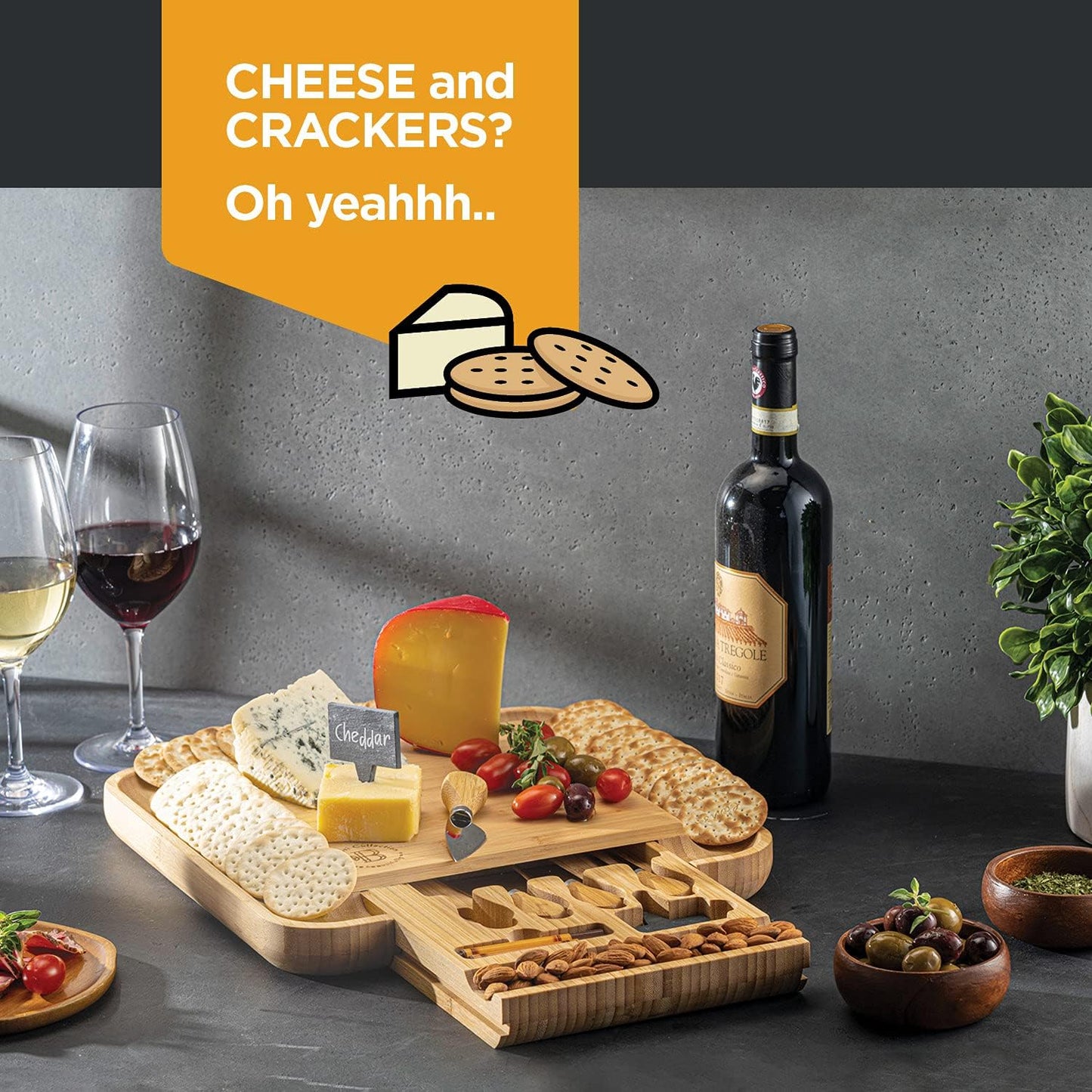 Charcuterie Board - Bamboo Cheese Board and Charcuterie Boards Gift Set with Knife for Entertaining, Bridal Shower Gifts, Wedding Gifts for Couples 2025, House Warming Gifts New Home