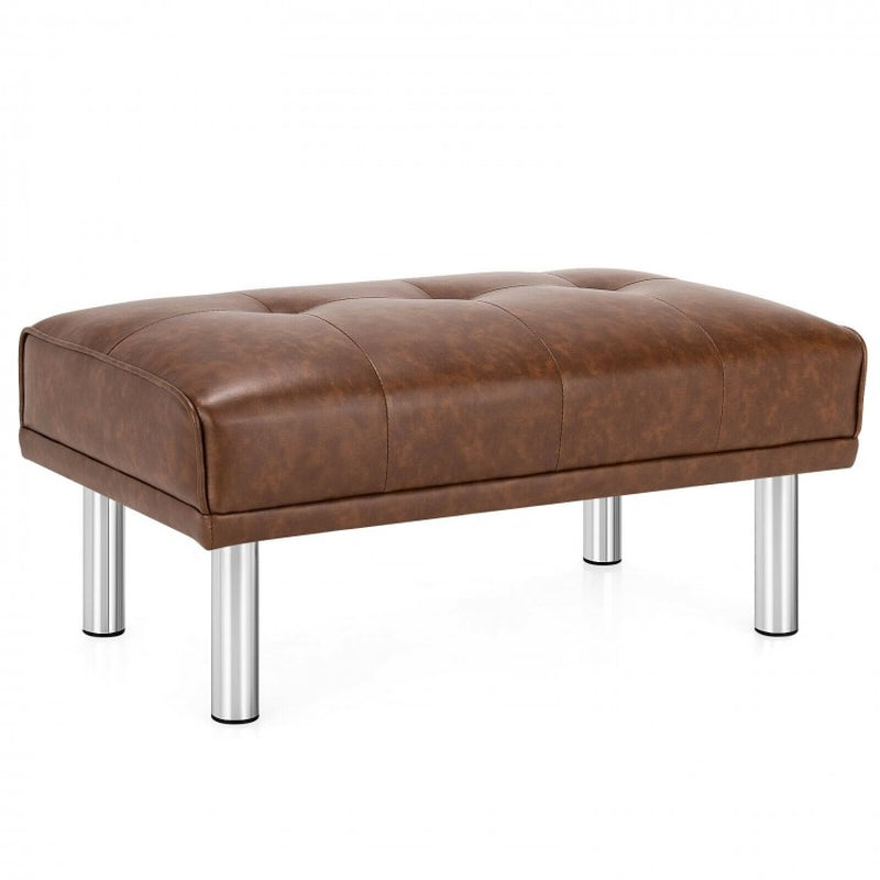Rectangle Tufted Ottoman Featuring Stainless Steel Legs for Living Room Decor