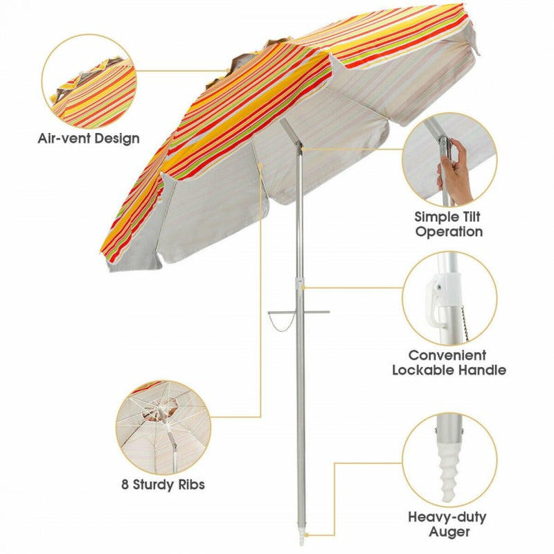 6.5-Foot Beach Umbrella with Carry Bag (Weight Base Not Included)