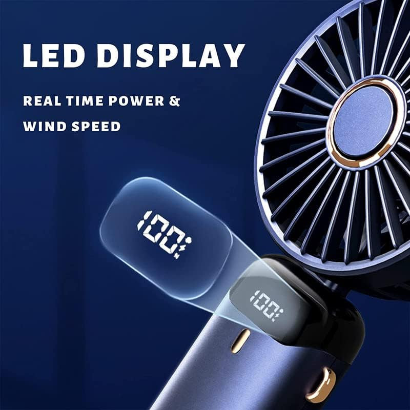 Rechargeable Portable Handheld Fan with 5000mAh Battery, 5 Speed Settings, LED Display - Ideal for Office, Bedroom