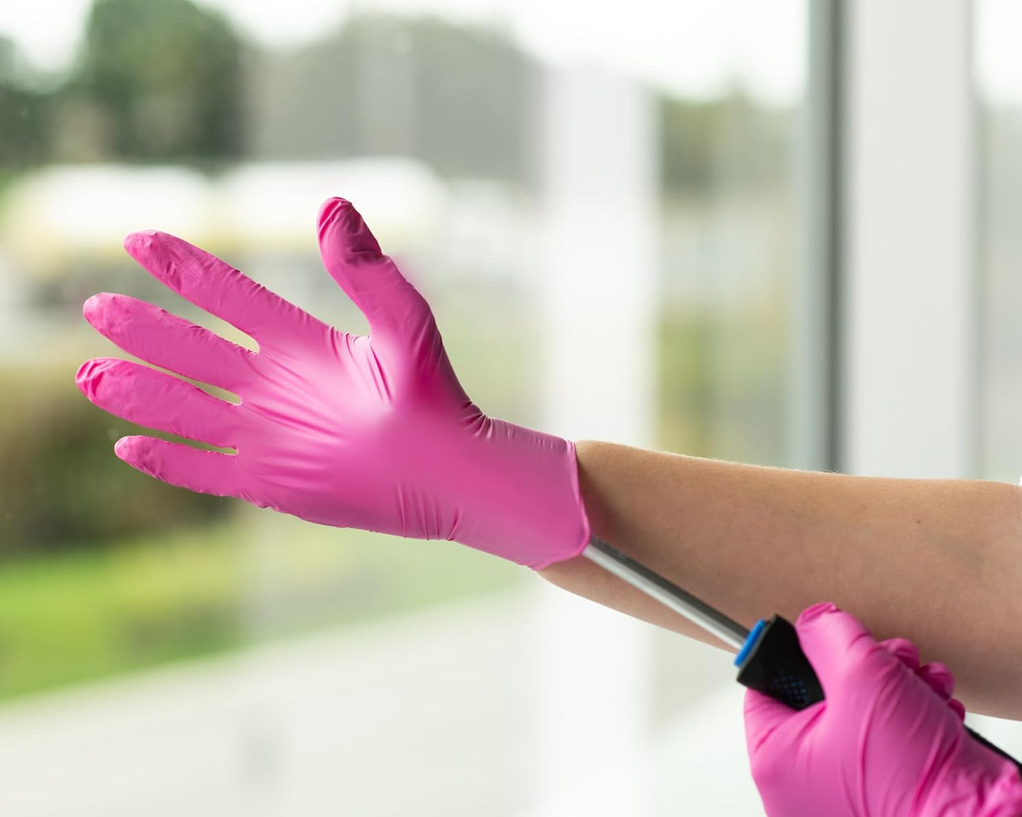 Medium Pink Nitrile Disposable Gloves - Versatile Cleaning, Mechanic, Kitchen, and Tattoo Use, Latex-Free
