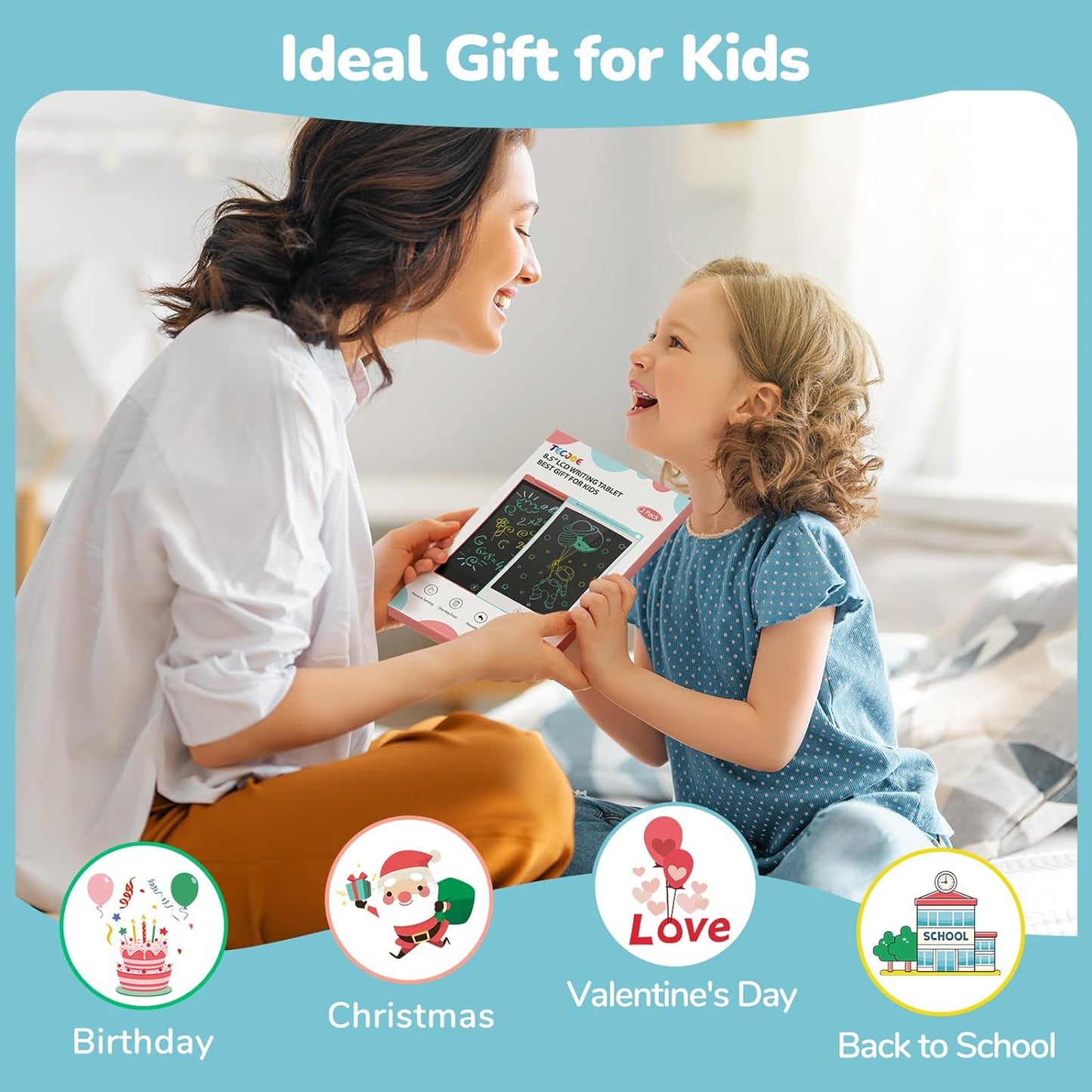 Dual Pack 8.5-Inch LCD Writing Tablet - Colorful Doodle Board for Children, Ideal Travel Activity and Learning Toy for Ages 3+